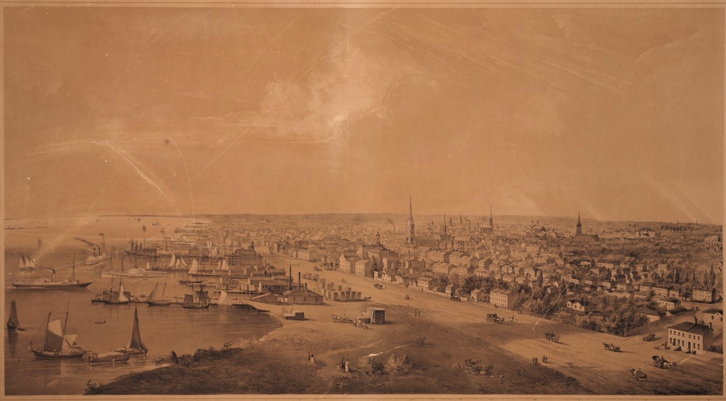 WHITEFIELD, Edwin [1816-1892]. Toronto, Canada West, from the top of the Jail. Whitefield's Original Views Of North American Cities, No. 30. Drawn from Nature by E. Whitefield. Lith. of Endicott & Co. N.Y. Published by E. Whitefield Toronto 1854.